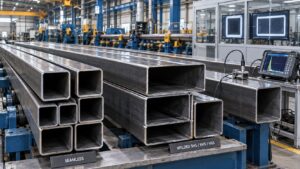 Seamless and welded square rectangular steel tubes under ultrasonic inspection